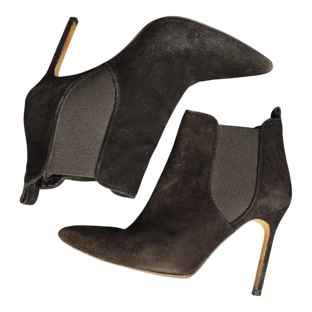 Manolo Blahnik Stiletto Heel‎ Booties Womens EU Size 35 Black Suede Pointed Toe